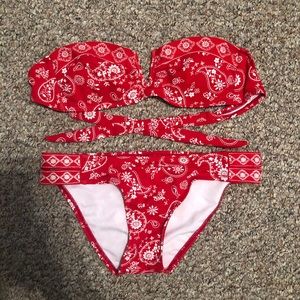 strapless paisley bikini top and bottoms